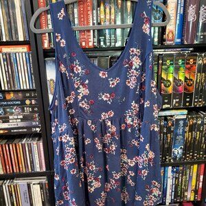 Torrid Super Soft Knits Tank Top‎ Blouse in Floral Print on Blue Size 3 Plus